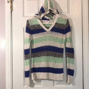 Justice crocheted striped hoodie size 16 EUC